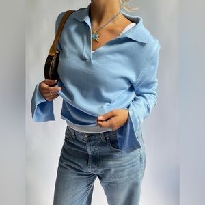 Djerf Avenue Getaway top blue sweater